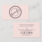 ヴィンテージサークルのスタンプのロゴメイクアップアーティストピンク 名刺 (正面/裏面)