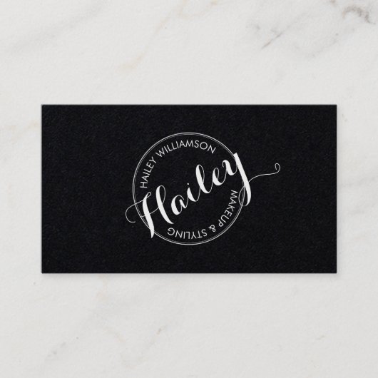 ヴィンテージサークルのスタンプのロゴメイクアップアーティストブラック 名刺 (正面)