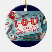 ヴィンテージサービスパーティー、賭博飲料喫煙 セラミックオーナメント (正面)