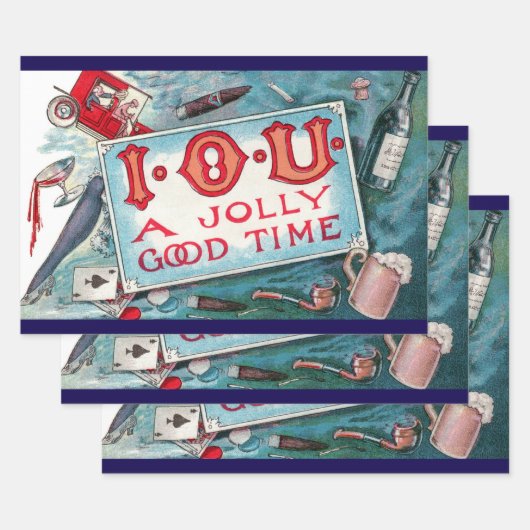 ヴィンテージサービスパーティー、賭博飲料喫煙 ラッピングペーパーシート (セット)