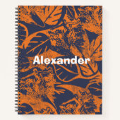 ヴィンテージサーファーオレンジネイビーの葉 ノートブック (正面)