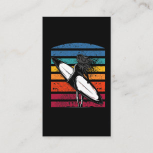 ヴィンテージサーファーガールグラピックビーチサーフボードウーマン 名刺