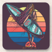 ヴィンテージサーファーガール1970年代 | レトロサーファーガールセット コースター (正面)