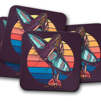 ヴィンテージサーファーガール1970年代 | レトロサーファーガールセット コースター