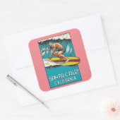 ヴィンテージサーフィンサンタクルーズカリフォルニアトラベルスクアール スクエアシール (封筒)