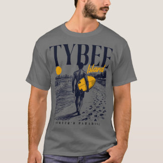 ヴィンテージサーフィンティビーアイランドジョージアレトロサーファー Tシャツ