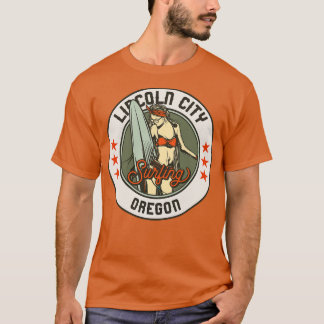 ヴィンテージサーフィンバッジforリンカーンシティオレゴン tシャツ