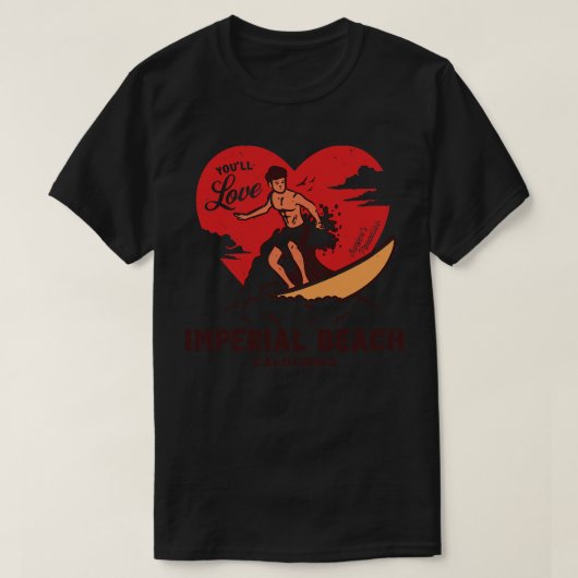 ヴィンテージサーフィンユルラブインペリアルビーチカリフォルニア Tシャツ (デザイン正面)