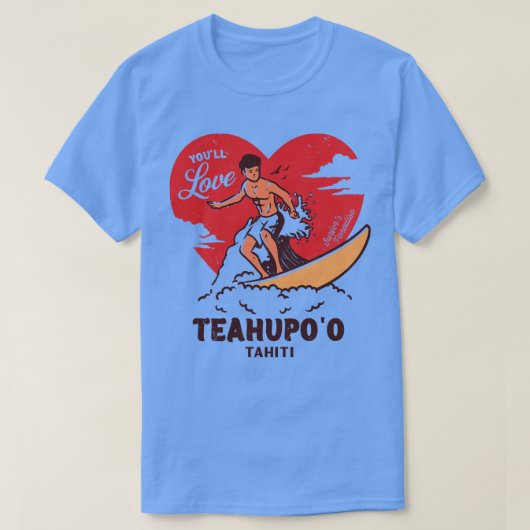 ヴィンテージサーフィンユールラブティフポータヒチレトロS Tシャツ (デザイン正面)