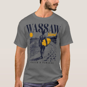 ヴィンテージサーフィンワスソーアイランドジョージアレトロサーファー Tシャツ