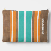 ヴィンテージサーフストライプボードの背景 – 繊細な木材 アクセサリーポーチ (正面)