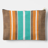 ヴィンテージサーフストライプボードの背景 – 繊細な木材 アクセサリーポーチ (裏面)