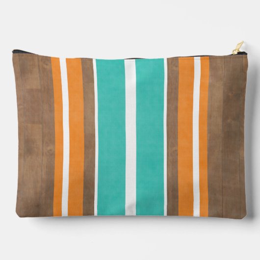 ヴィンテージサーフストライプボードの背景 – 繊細な木材 アクセサリーポーチ (裏面)