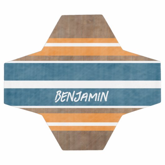 ヴィンテージサーフストライプボードの背景 – 繊細な木材 サッカーボール (フラット)