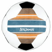 ヴィンテージサーフストライプボードの背景 – 繊細な木材 サッカーボール (正面)