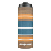 ヴィンテージサーフストライプボードの背景 – 繊細な木材 タンブラー (正面)