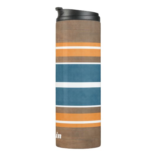 ヴィンテージサーフストライプボードの背景 – 繊細な木材 タンブラー (回転右)