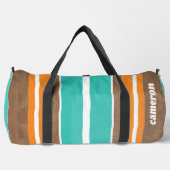 ヴィンテージサーフストライプボードの背景 – 繊細な木材 ダッフルバッグ (正面)