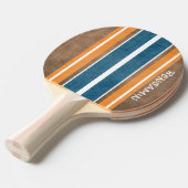 ヴィンテージサーフストライプボードの背景 – 繊細な木材 卓球ラケット (正面アングル)