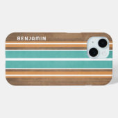 ヴィンテージサーフストライプボードの背景 – 繊細な木材 Case-Mate iPhoneケース (裏面 (横))