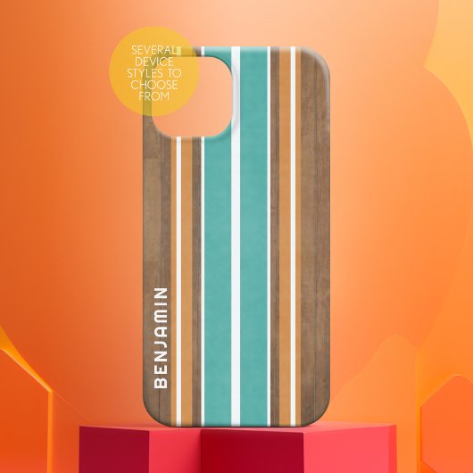 ヴィンテージサーフストライプボードの背景 – 繊細な木材 Case-Mate iPhoneケース