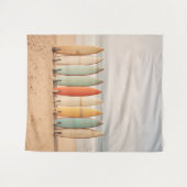 ヴィンテージサーフボードオンザビーチ タペストリー (正面(横))