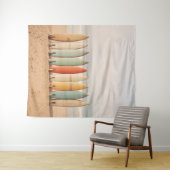 ヴィンテージサーフボードオンザビーチ タペストリー (インサイチュ(横))