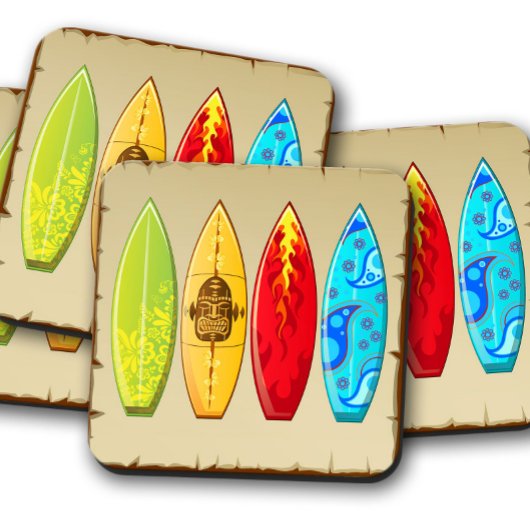 ヴィンテージサーフボードサマー | レトロサーフボードセット コースター