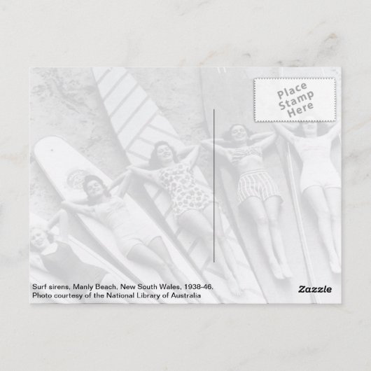 ヴィンテージサーフレディース多くのビーチオーストラリアはがき ポストカード (裏面)