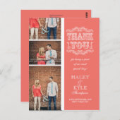 ヴィンテージサーモン3写真結婚の投稿カードに感謝 ポストカード (正面/裏面)