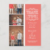 ヴィンテージサーモン3写真結婚の投稿カードに感謝 ポストカード (正面)