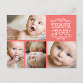 ヴィンテージサーモン4写真ベビーありがとうポストカード 案内ポストカード