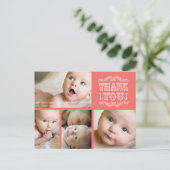 ヴィンテージサーモン4写真ベビーありがとうポストカード 案内ポストカード (スタンド正面)