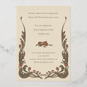 ヴィンテージザクロ招待状、金ゴールドアーチ 箔招待状 (裏面)