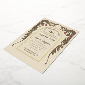 ヴィンテージザクロ招待状、金ゴールドアーチ 箔招待状 (回転した状態)