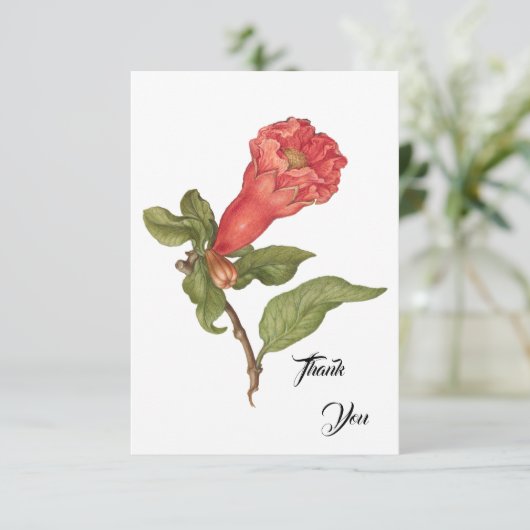 ヴィンテージザクロ花咲きイラストレーション サンキューカード (スタンド正面)