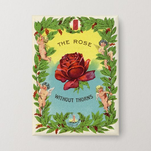 ヴィンテージザソーンズチェリュブのないバラ 缶バッジ (正面)