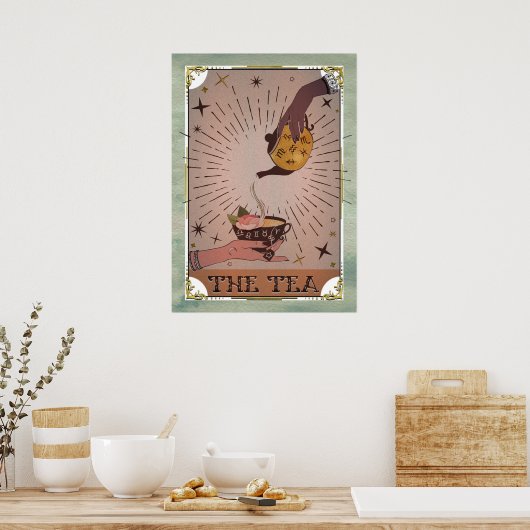 ヴィンテージザティータロットウィッチケトル&ティーカップカード ポスター (キッチン)