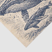 ヴィンテージザトウクジラの群れの彫刻 薄葉紙 (詳細)