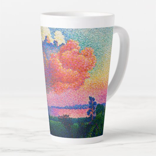 ヴィンテージザピンククラウド(1896)絵を描の カフェラテマグ (右アングル)