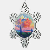 ヴィンテージザピンククラウド(1896)絵を描の スノーフレークピューターオーナメント (右)