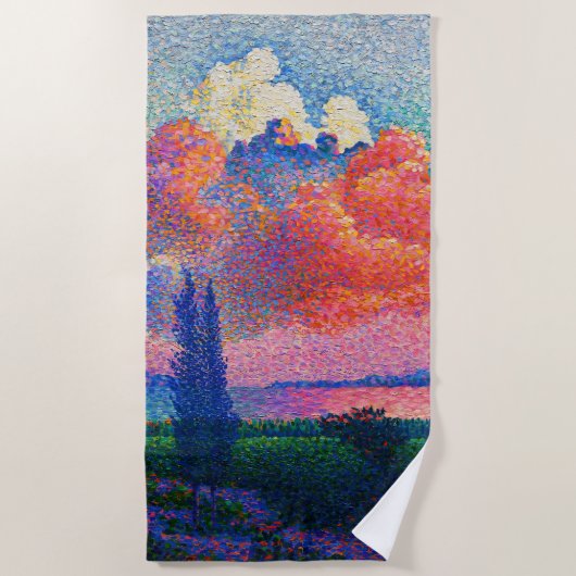 ヴィンテージザピンククラウド(1896)絵を描の ビーチタオル (正面)