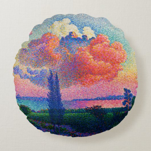 ヴィンテージザピンククラウド(1896)絵を描の ラウンドクッション (正面)