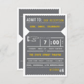 ヴィンテージシアターチケットがグレーと黄色で挿入 招待状 (正面/裏面)