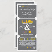 ヴィンテージシアターチケット招待状グレー&イエロー 招待状 (正面/裏面)