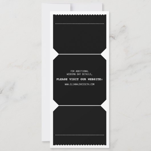 ヴィンテージシアターチケット結婚式招待状インブラック 招待状 (裏面)