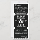 ヴィンテージシアターチケット結婚式招待状インブラック 招待状 (正面)