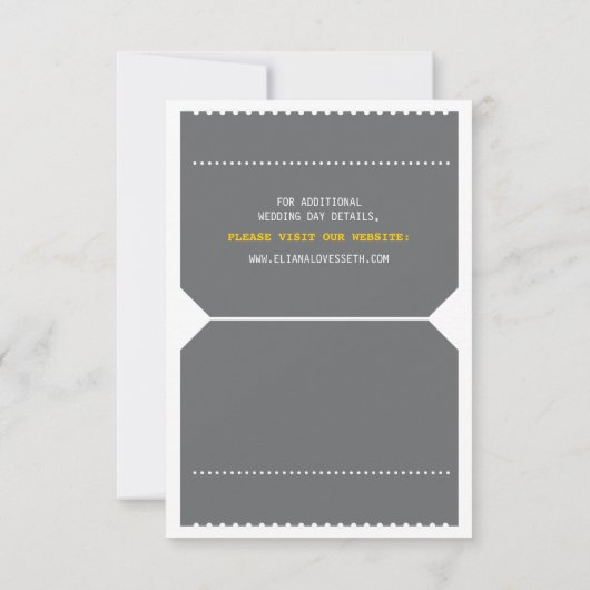 ヴィンテージシアターチケットRSVPグレーと黄色 出欠カード (裏面)