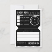 ヴィンテージシアターチケットRSVP応答カード(黒) 出欠カード (正面)