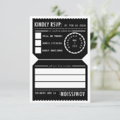 ヴィンテージシアターチケットRSVP応答カード(黒) 出欠カード (スタンド正面)